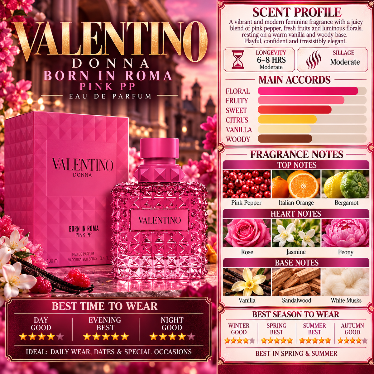 Donna Born In Roma Pink PP - Valentino