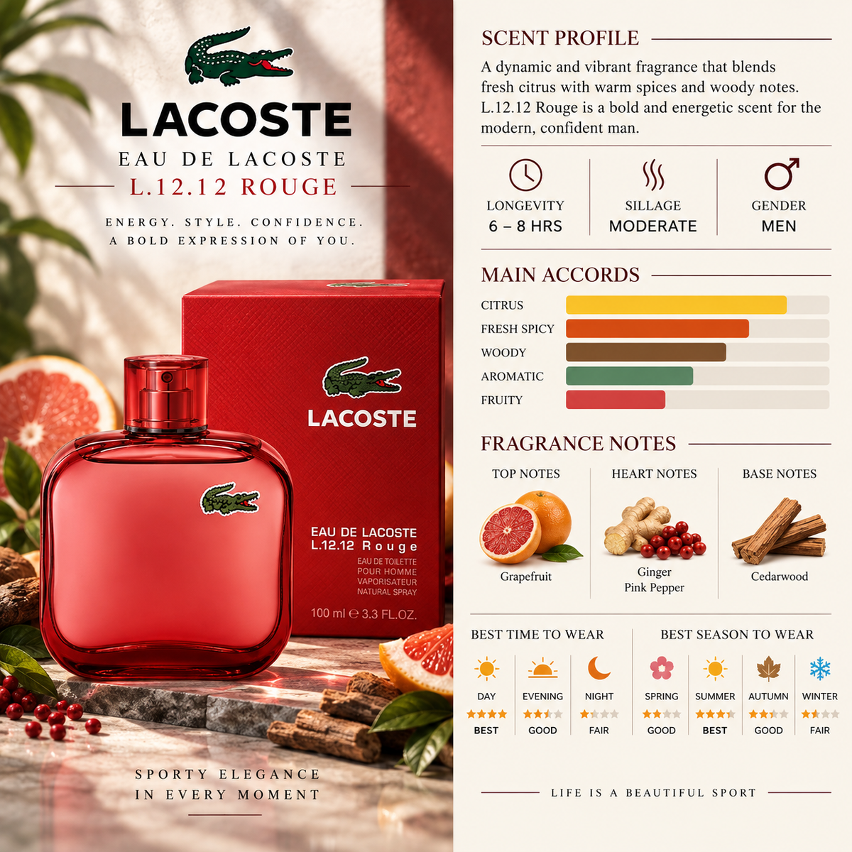 Lacoste Rouge EDT L.12.12 - Lacoste
